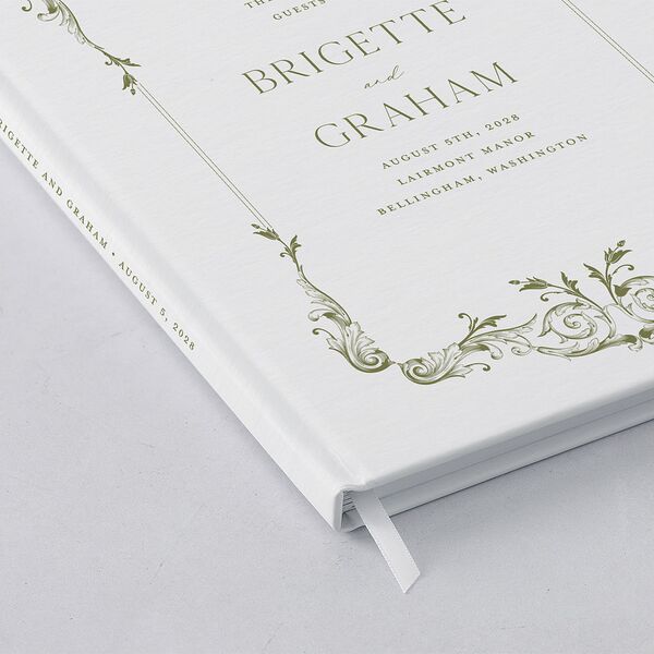Vintage Ornate Frame Wedding Guest Book Olive