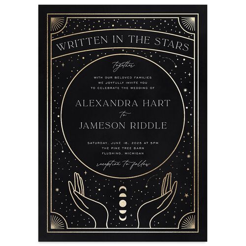 Written In The Stars Wedding Invitations Gold Midnight Signature Blank No Standard