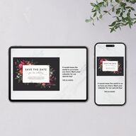 Blooming Botanical Digital Save the Date Cards Midnight Dusty Blue Lets Celebrate Standard