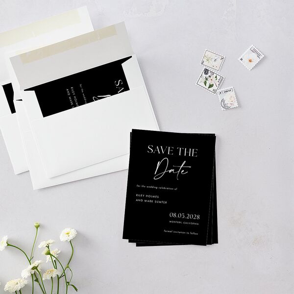 Modern Contrast Save the Date Petite Cards Midnight Signature smooth Blank No Standard