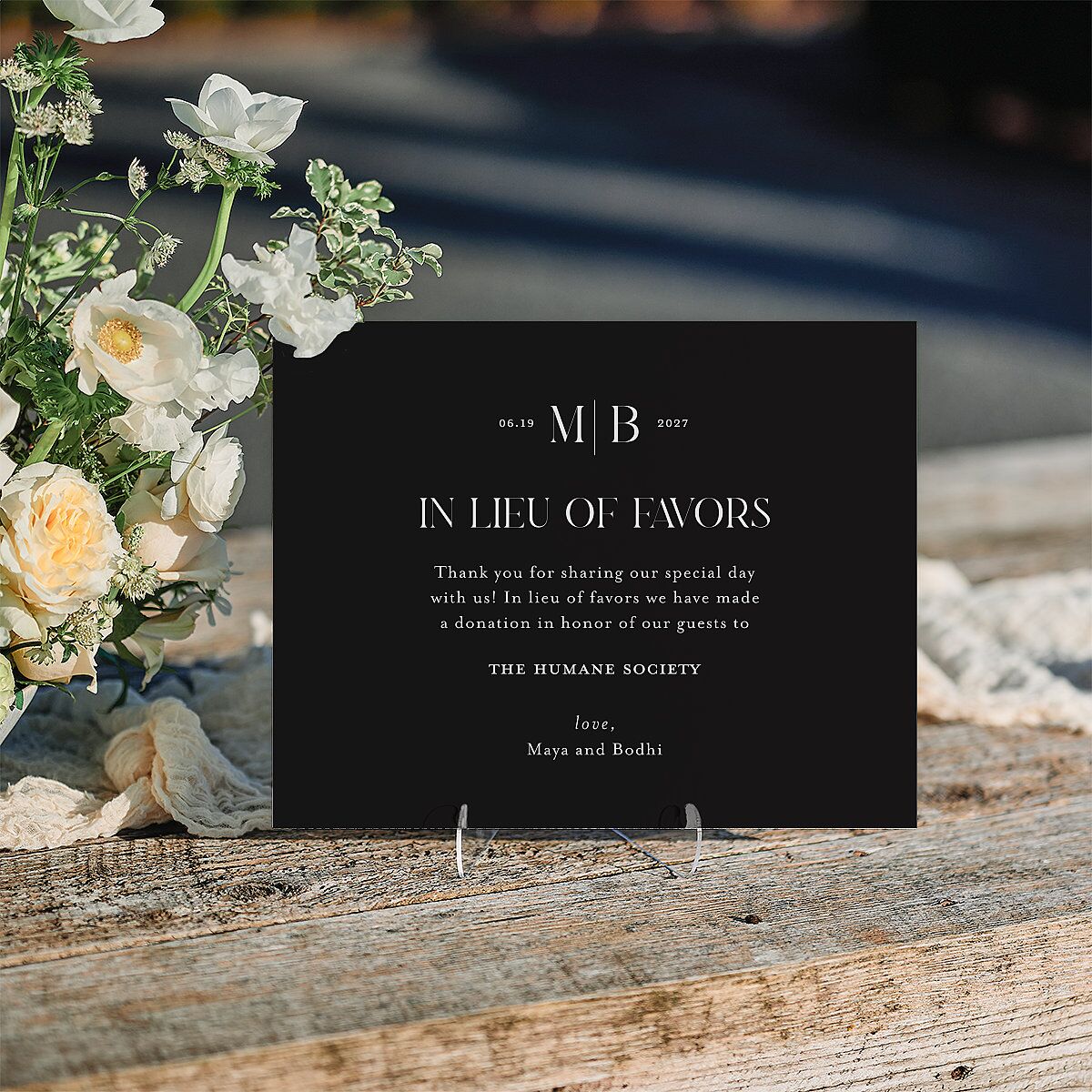 Monogram Portrait Standard Favor Tabletop Sign Small Midnight Standard Indoor Foam Core S Tabletop Favor