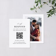 Elegant Gallery Tri Photo QR Code RSVP Cards Pure White Signature Standard