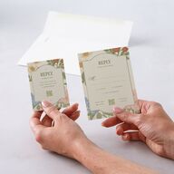 Floral Vintage Lattice QR Code RSVP Cards Champagne Signature Standard
