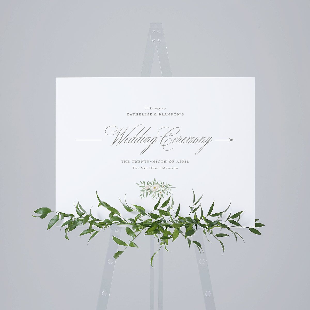 Luxury Floral Monogram Standard Direction Sign Medium Cotton Standard Indoor Foam Core M Direction