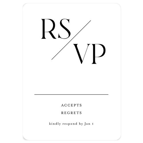 Monogram Slant Wedding Response Cards Licorice Signature Rounded