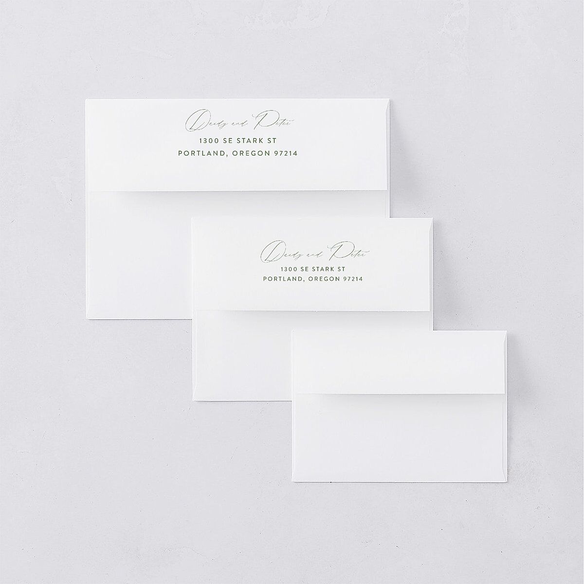 Elegant Orchid Wedding Invitation Envelopes White Pure White Both Recipient and Return Addresses Standard Signature