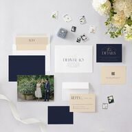 Headline Save the Date Cards Navy Signature smooth Blank No Standard
