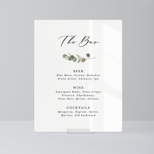 Eucalyptus Frame Acrylic Bar Tabletop Sign Small Pure White Standard Acrylic S Tabletop Bar