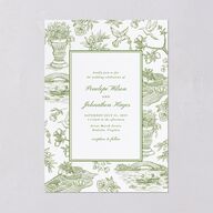 Elegant Italian Toile Wedding Invitations Greenery Signature Blank No Standard