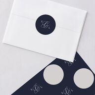 Elevated Minimalist Ampersand Wedding Stickers Navy Circle