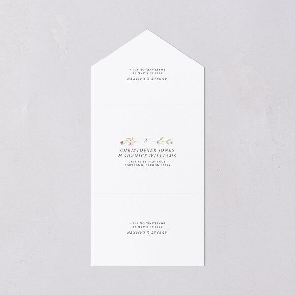 Classic Wildflower Frame All-in-One Wedding Invitations Amethyst Signature Light Both Recipient and Return Addresses No