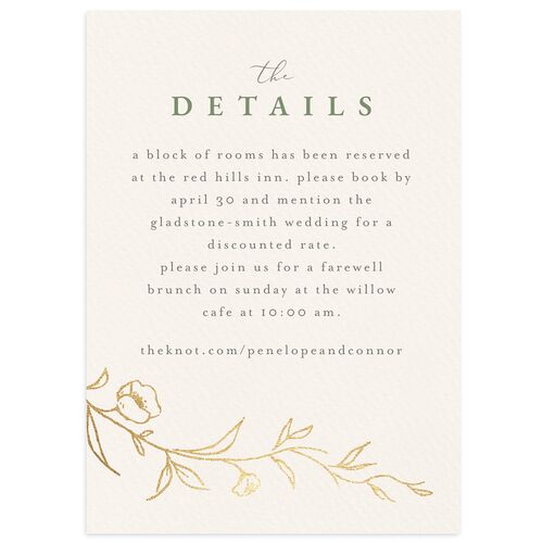 Graceful Botanical Foil Wedding Enclosure Cards Greenery Gold Signature Standard