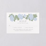 Vintage Hydrangea Frame All-in-One Wedding Invitations Dusty Blue Signature Light Both Recipient and Return Addresses No