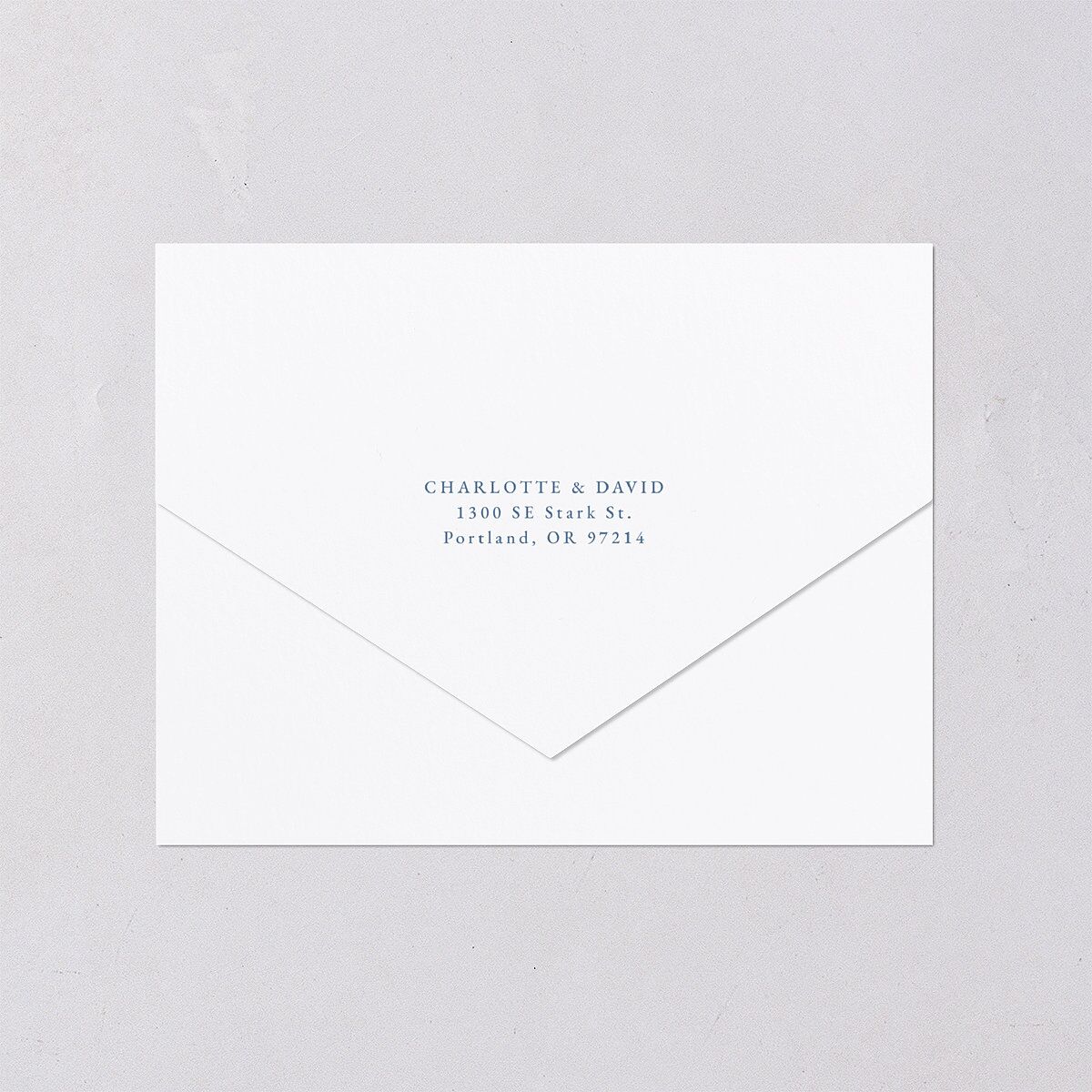 Vintage Bow All-in-One Wedding Invitations Regency Blue Signature Light Both Recipient and Return Addresses No