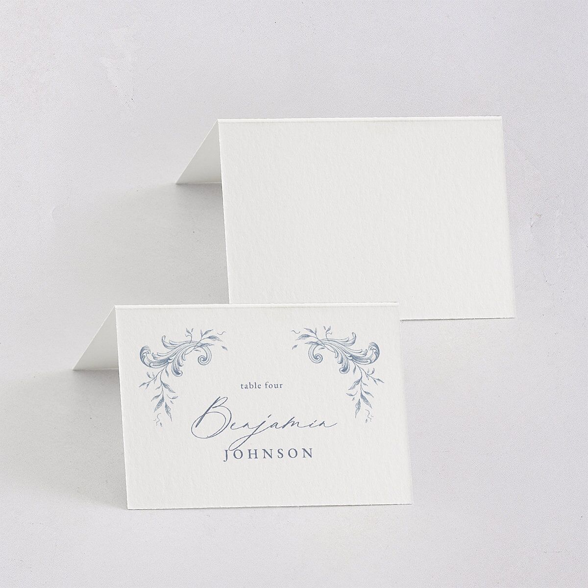 Antique Victorian Botanical Place Cards Dusty Blue Signature