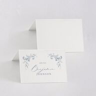 Antique Victorian Botanical Place Cards Dusty Blue Signature