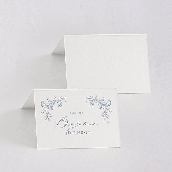 Antique Victorian Botanical Place Cards Dusty Blue Signature