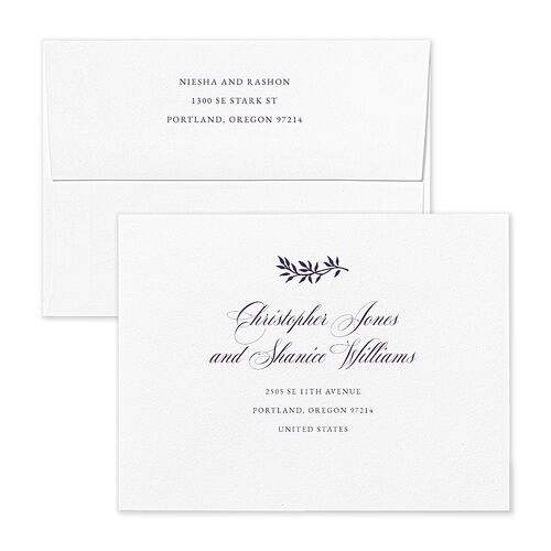 Formal Crest Thank You Card Envelopes White Regency Both Recipient and Return Addresses Signature Standard
