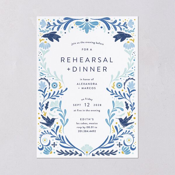 Folk Art Rehearsal Dinner Invitations Sapphire Signature Blank