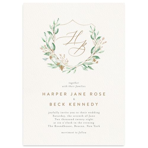 Watercolor Crest Wedding Invitations Mocha Signature Blank No Standard