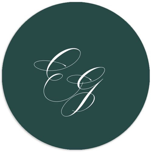 Rose Garden Crest Wedding Stickers by Bridgerton Dark Emerald Circle