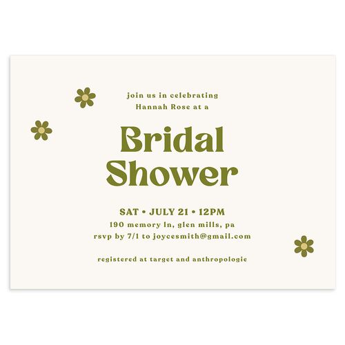 Simple Retro Daisy Bridal Shower Invitations Meadow Signature Blank Standard