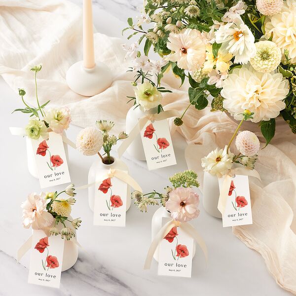 Wild Poppies Favor Gift Tags Pure White Signature