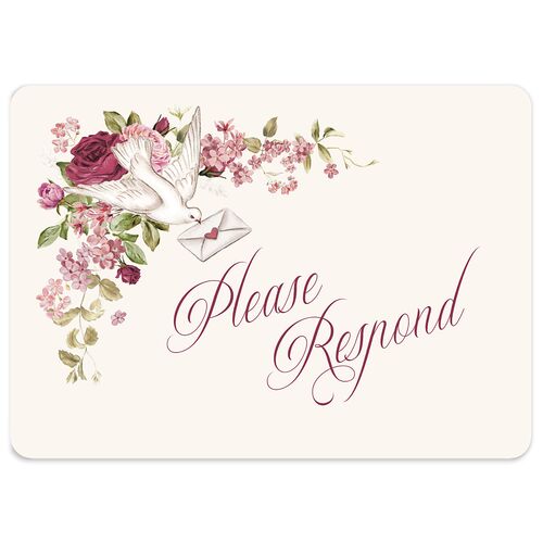 Vintage Love Doves Wedding Response Cards Shell Pink Signature Rounded