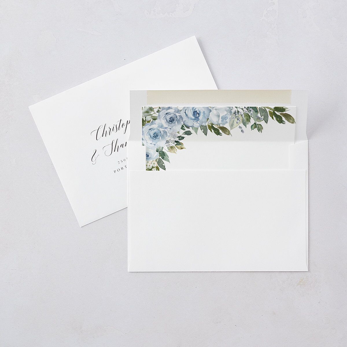Romantic Laurel Wedding Invitations Dusty Blue Signature Blank No Standard