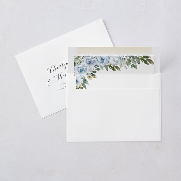 Romantic Laurel Wedding Invitations Dusty Blue Signature Blank No Standard