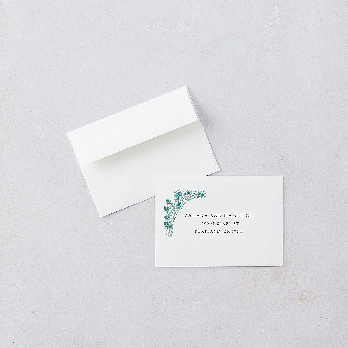 Peacock Nouveau Wedding Response Cards Gold Linen Signature Standard