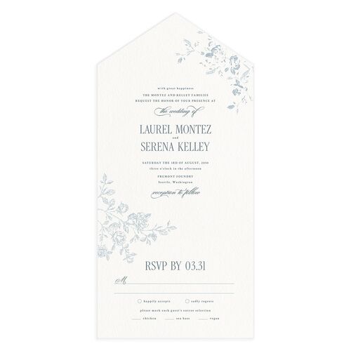 Vintage French Botanical All-in-One Wedding Invitations Stream Signature Light Both Recipient and Return Addresses No