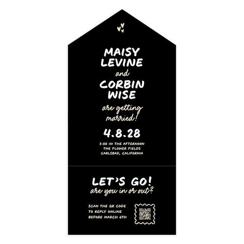 Modern Marker All-in-One Wedding Invitations Midnight Signature Light Both Recipient and Return Addresses No
