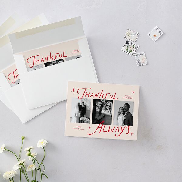 Whimsical Holiday Handwritten Thank You Cards Ruby