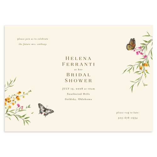 Rustic Butterflies Bridal Shower Invitations Walnut Signature Blank Standard