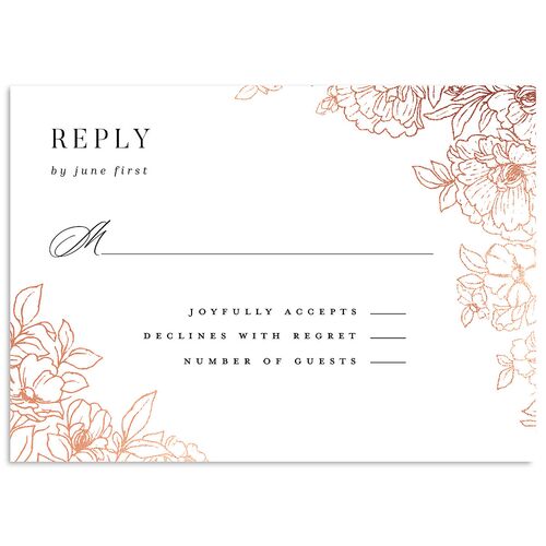 Gilded Florals Wedding Response Cards Rose Gold Blossom Signature