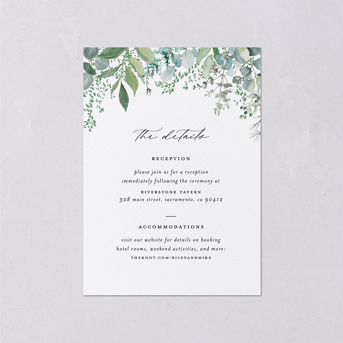 Gorgeous Greenery Wedding Enclosure Cards Pure White Signature Standard