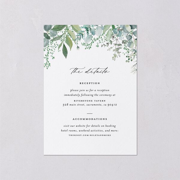 Gorgeous Greenery Wedding Enclosure Cards Pure White Signature Standard