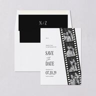 Vintage Film Reel Photo Strip Save the Date Cards Pure White Signature smooth Blank No Standard