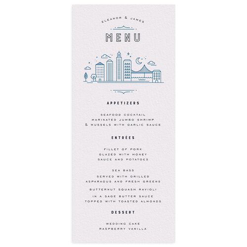 Iconic City Menus Moody Blue Signature