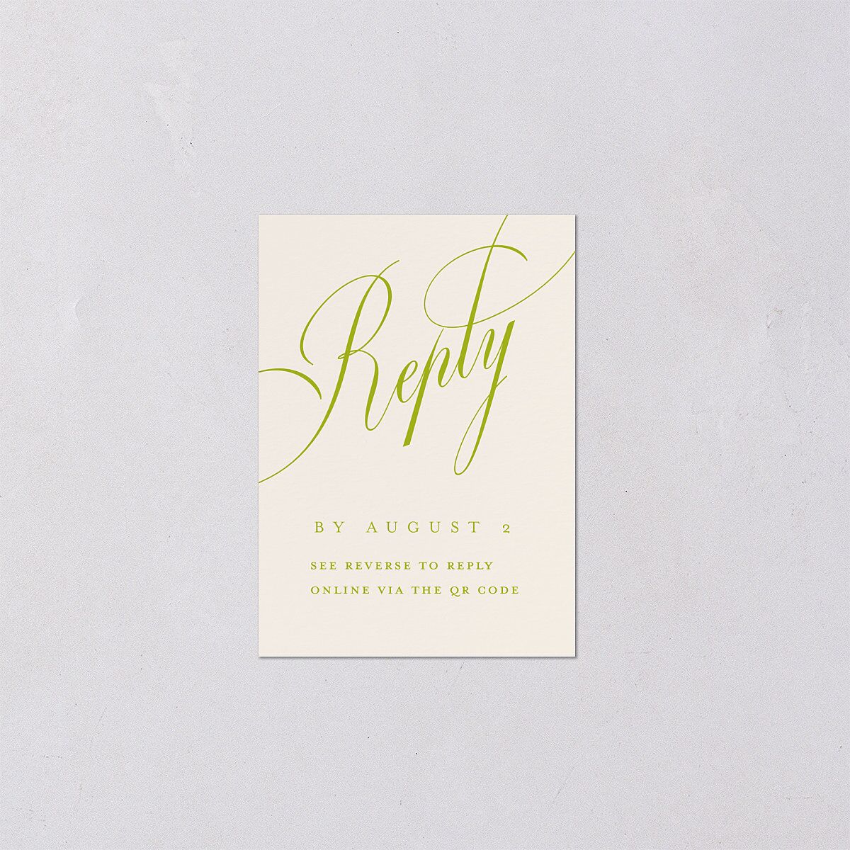 Modern Wedding Of Calligraphy QR Code RSVP Cards Chartreuse Signature Standard