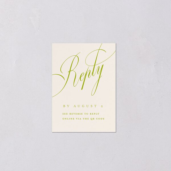 Modern Wedding Of Calligraphy QR Code RSVP Cards Chartreuse Signature Standard