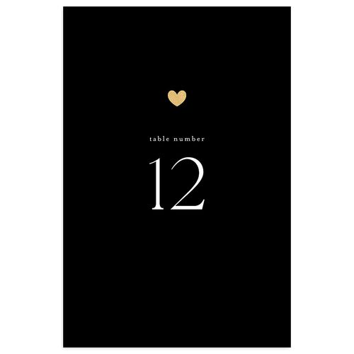 Dainty Heart Foil Table Numbers Midnight Gold Signature