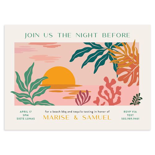 Impressionist Paradise Rehearsal Dinner Invitations Rose Gold Signature Blank Standard