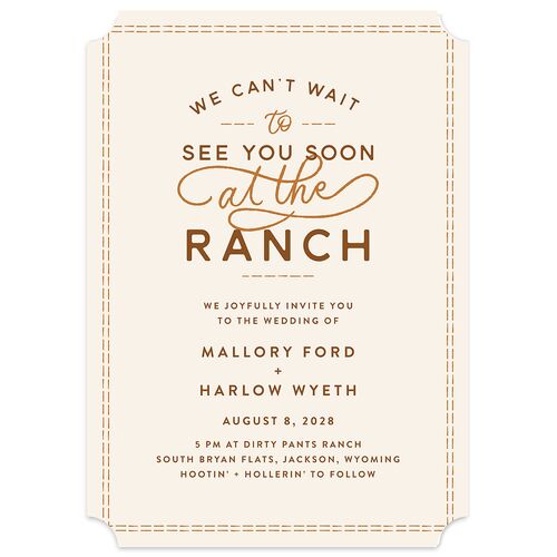 Western Denim Wedding Invitations Champagne Signature Blank No Ticket