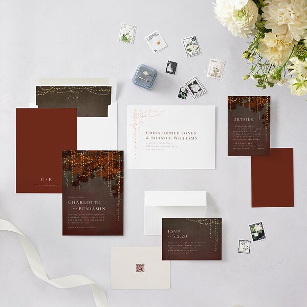 Enchanted Evening Wedding Invitations Rust Signature Blank No Standard