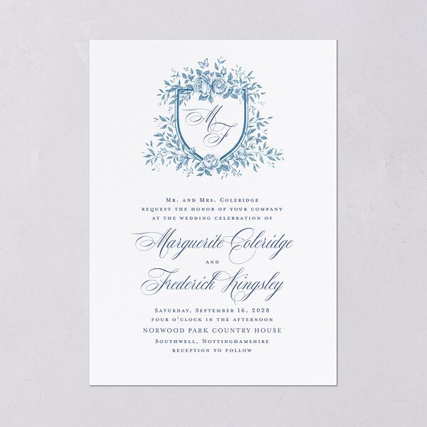 Elegant Rose Crest Wedding Invitations Sapphire Signature Blank No Standard