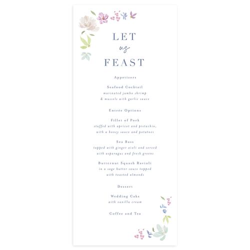 Floral Appliqué Menus Sheer Lilac Signature