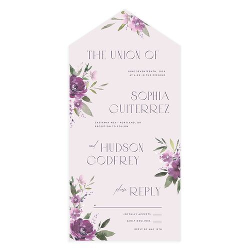 Beloved Union All-in-One Wedding Invitations Iris Signature Light Both Recipient and Return Addresses No