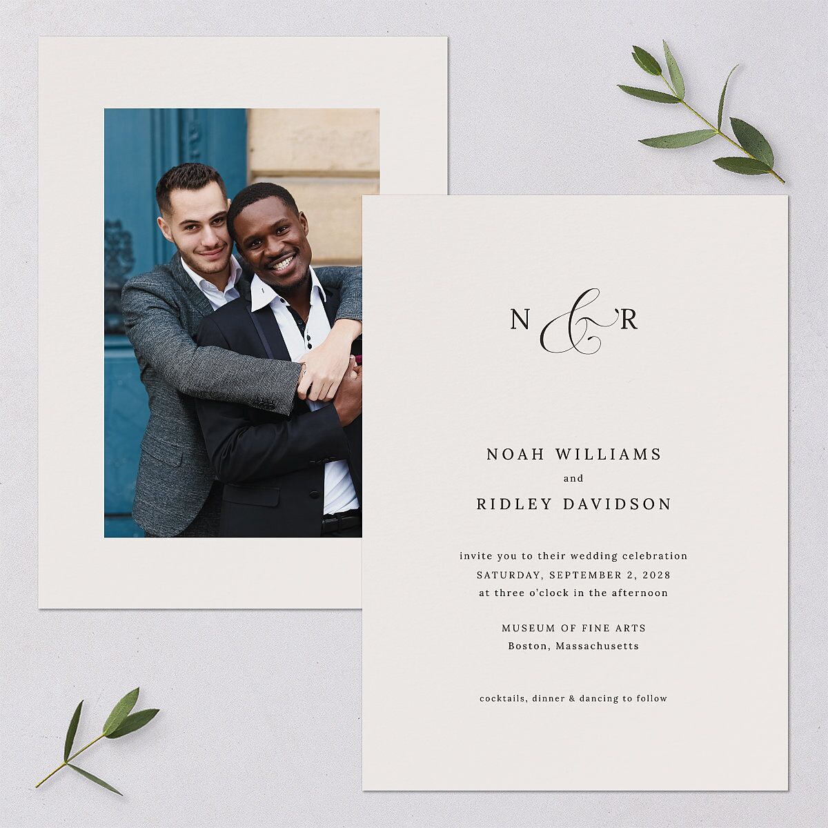 Elegant Polished Minimalist Wedding Invitations Linen Signature Blank No Standard